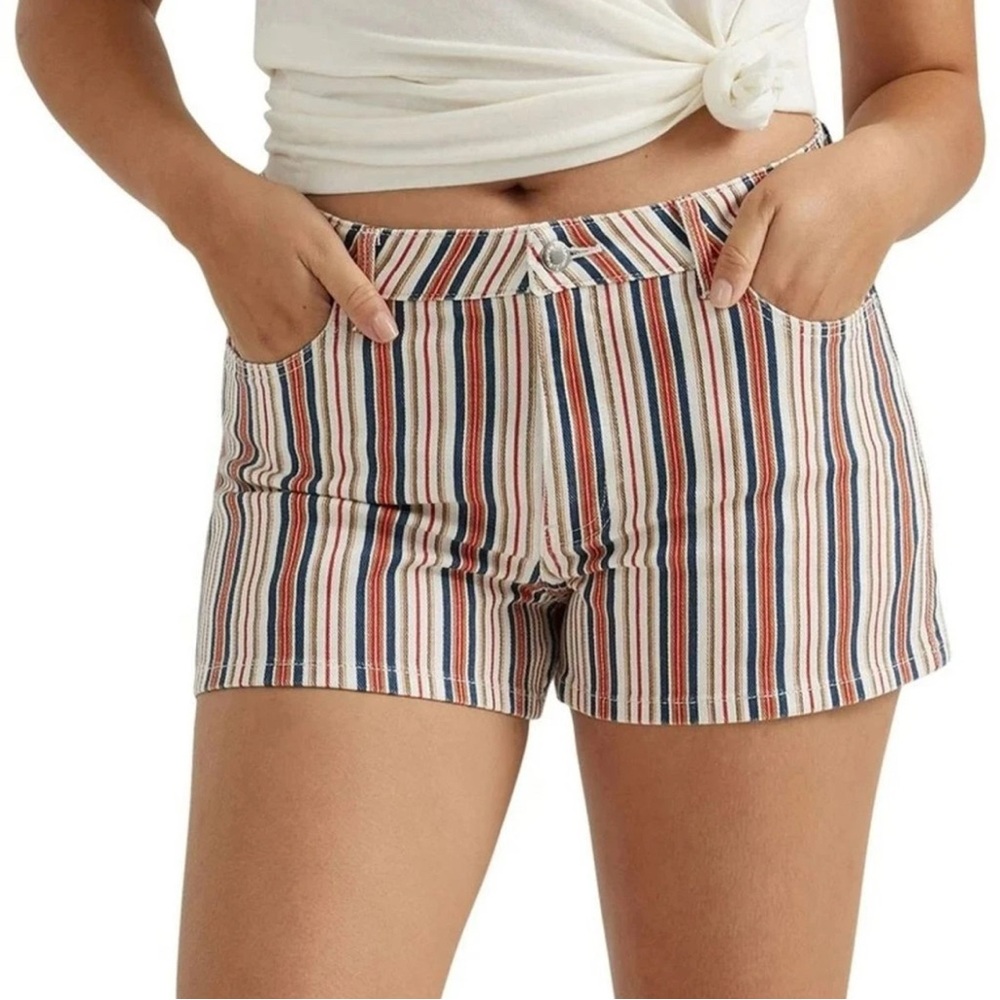 WRANGLER Mid-Rise Striped Denim Shorts